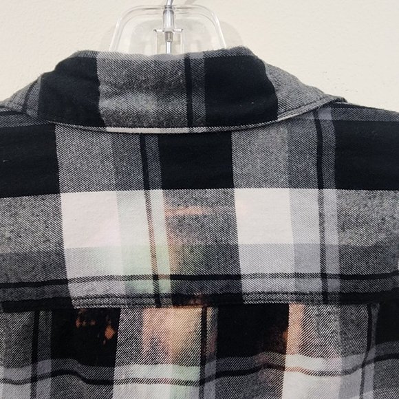 Eddie Bauer bleach dyed upcycled flannel shirt woman's size small - Picture 4 of 12